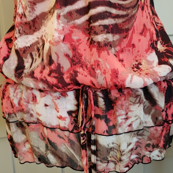 Zac & Rachel top salmon orange brown tan sleeveless gathered waist Size Small - Picture 3 of 6